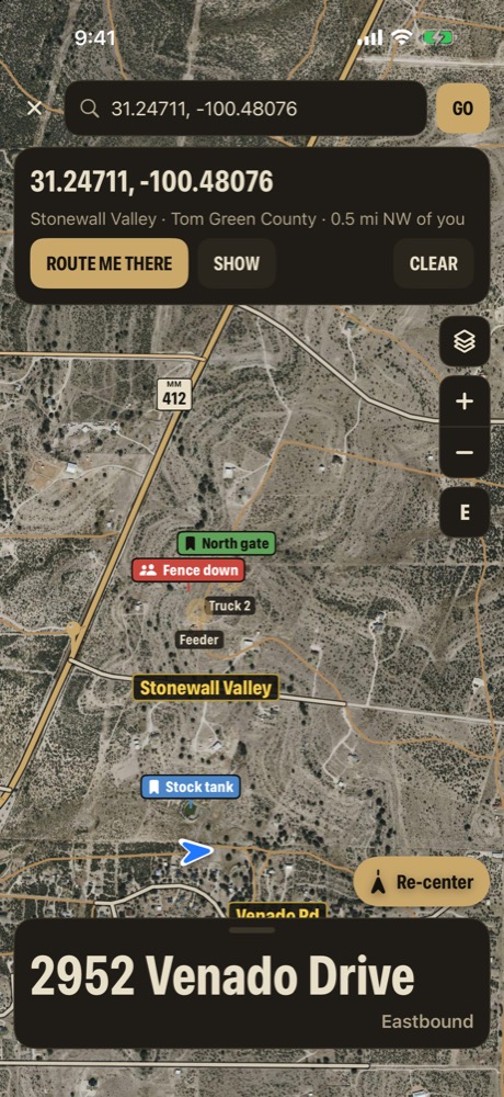 Coordinates search in Mile Marker TX